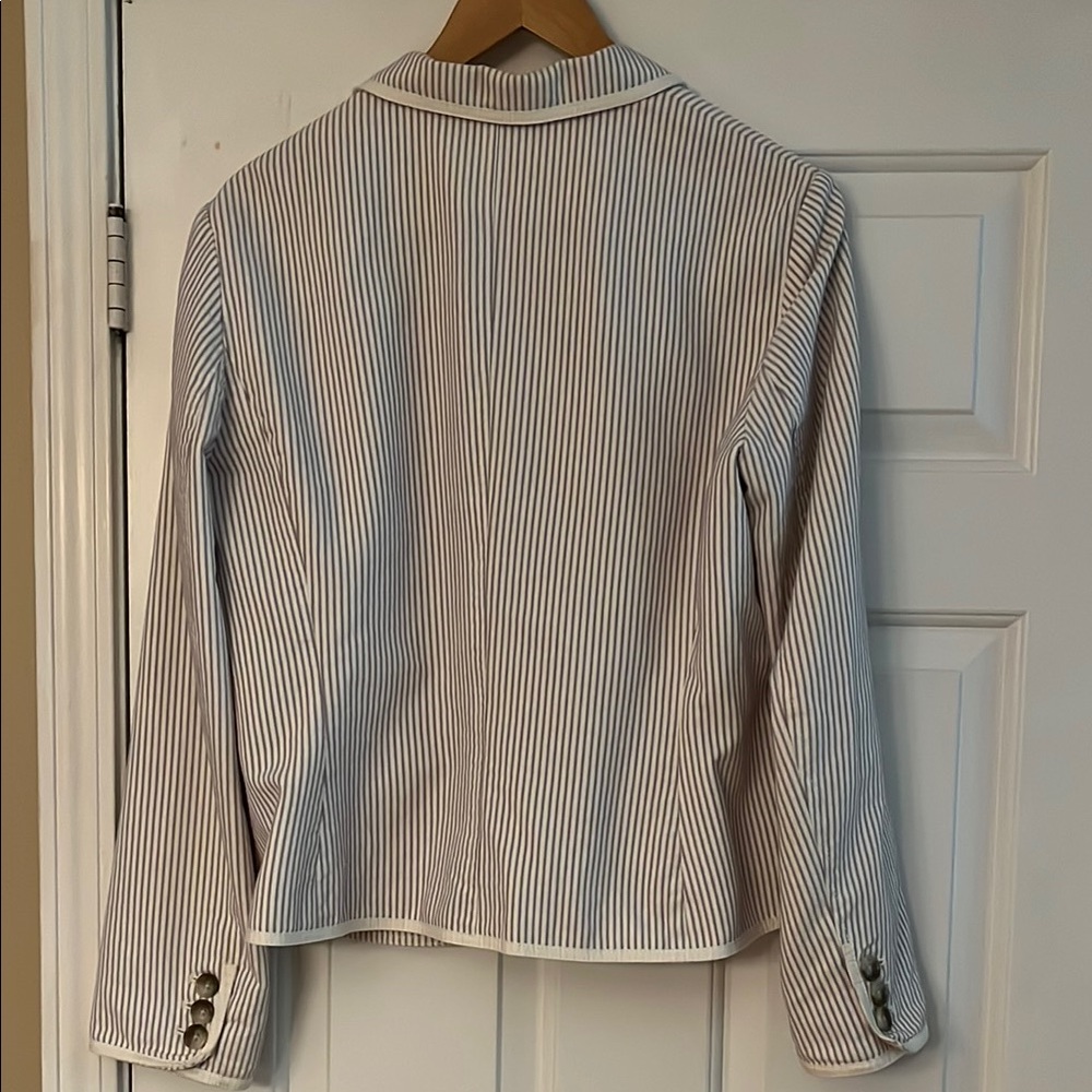 Ann Taylor White and Lavender Stripe Blazer with Notched Lapel - Picture 5 of 5